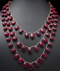 3 Layers of Ruby Gemstone Faceted Almond Necklace NP1382 photo 3