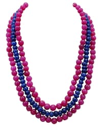 3 Layers Ruby & Blue Sapphire Gemstone Melon Shape Necklace NP1394 photo 1