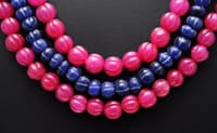 3 Layers Ruby & Blue Sapphire Gemstone Melon Shape Necklace NP1394 photo 3