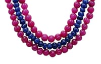 3 Layers Ruby & Blue Sapphire Gemstone Melon Shape Necklace NP1394 photo 4