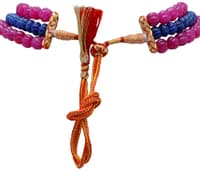 3 Layers Ruby & Blue Sapphire Gemstone Melon Shape Necklace NP1394 photo 5