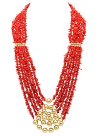 6 Layers of Coral Gemstone Beaded Necklace NP1401 photo 1