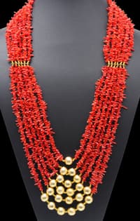 6 Layers of Coral Gemstone Beaded Necklace NP1401 photo 2