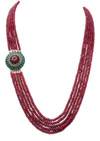 5 Layers of Ruby Gemstone Beaded Necklace With Silver Element NP1407 photo 1