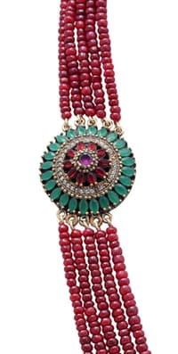 5 Layers of Ruby Gemstone Beaded Necklace With Silver Element NP1407 photo 3