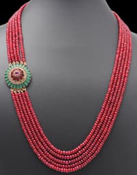 5 Layers of Ruby Gemstone Beaded Necklace With Silver Element NP1407 photo 4