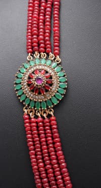 5 Layers of Ruby Gemstone Beaded Necklace With Silver Element NP1407 photo 6