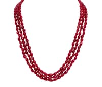 3 Row Ruby Gemstone Oval Shape Beads Necklace NP1436 photo 1