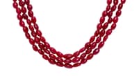 3 Row Ruby Gemstone Oval Shape Beads Necklace NP1436 photo 2