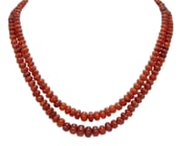 2 Layers of Hessonite Gemstone Melon Shape Beads Necklace NP1446 photo 1