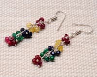 Ruby Emerald Sapphire 5 Layers Faceted Beads Necklace & earring set NP1472 photo 5