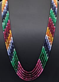 Ruby Emerald Sapphire 5 Layers Faceted Beads Necklace & earring set NP1472 photo 6