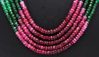 Ruby Emerald Sapphire 5 Layers Faceted Beads Necklace & earring set NP1472 photo 7