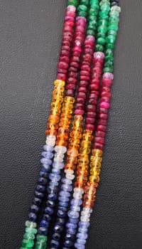 Ruby Emerald Sapphire 5 Layers Faceted Beads Necklace & earring set NP1472 photo 8