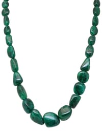 Row of Natural Emerald Gemstone Tumble Beads Necklace & Earring Set NP1478 photo 1