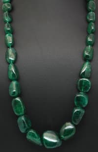 Row of Natural Emerald Gemstone Tumble Beads Necklace & Earring Set NP1478 photo 4