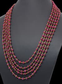 5 Layers of Ruby gemstone faceted bead necklace NP1480 photo 4