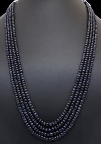 4 Layers of Blue sapphire Gemstone Beads Necklace NP1492 photo 4