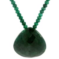 Necklace of Emerald Beads With Emerald Gemstone Heart Shaped Pendant NP1503 photo 2