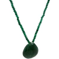 Necklace of Emerald Beads With Emerald Gemstone Heart Shaped Pendant NP1503 photo 3