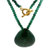 Necklace of Emerald Beads With Emerald Gemstone Heart Shaped Pendant NP1503 photo 4