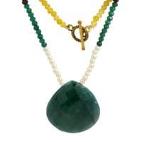 Pearl & Multi Color Gemstone Faceted Beads Necklace NP1504 photo 4