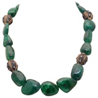 Emerald Spinel & Moisanite Polikes Studded 925 Sterling Silver Necklace NP1507 photo 2