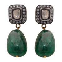 Emerald Spinel & Moisanite Polikes Studded 925 Sterling Silver Necklace NP1507 photo 3