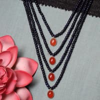 4 Row Of Blue Sapphire & Carnelian Gemstone Beads Necklace NP1508 photo 3