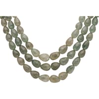 3 Rows Natural Russian Emerald Tear Drop Shape Genuine Gemstone Necklace NP1513 photo 2